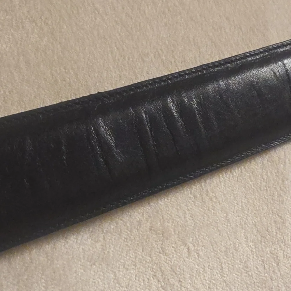 Preston & York Full Grain Cowhide Leather Classic Black Belt with Gold Buckle